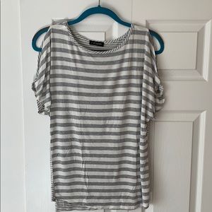 Striped Gray & White Soft Tunic Top
